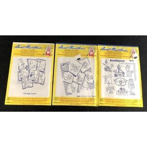 Lot Of 3 Aunt Marthas Hot Iron Transfers #3853, #3606, #3738 New Sealed
